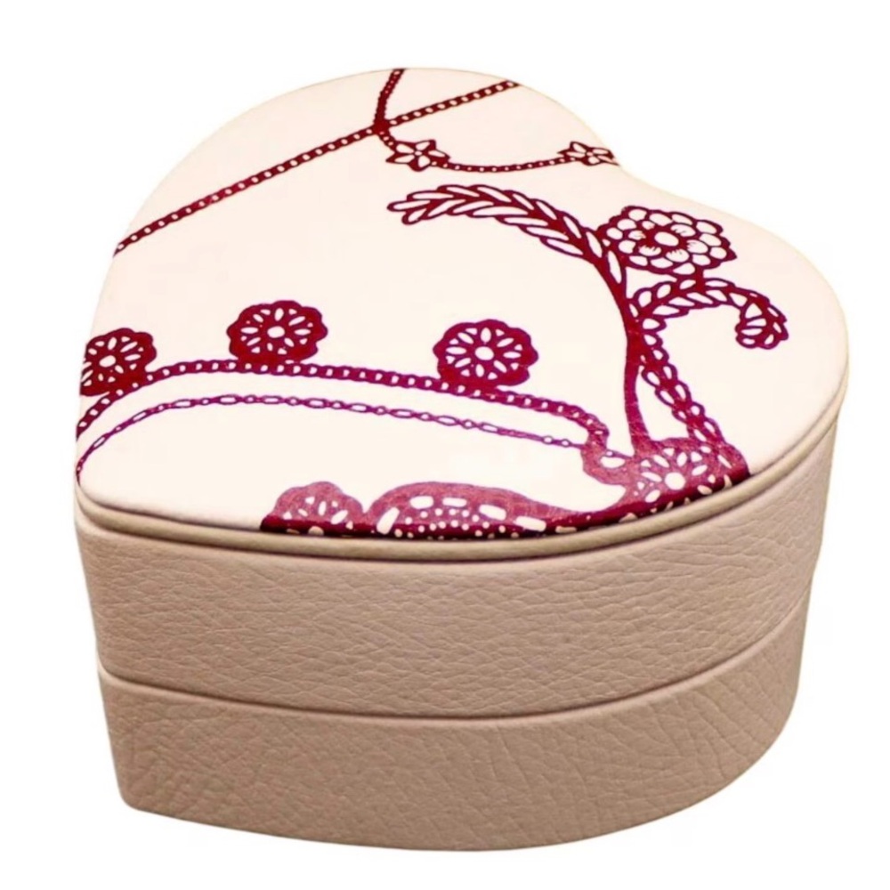 Pandora Genuine Leather Heart Shaped 2-Level Storage Box